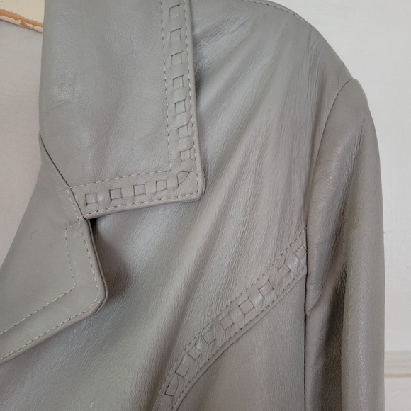 Vintage Grey Leather Belted Trench Coat 24K by Dan di Modes - Picture 5 of 16